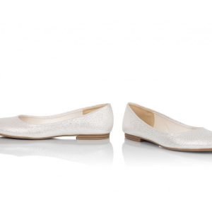 Buty ślubne srebrne ekru - balerinki